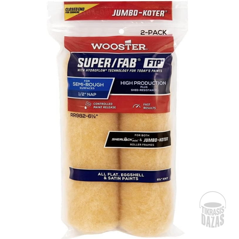 Volelis 16 cm (6½") Jumbo-Koter® Super/Fab® FTP® Wooster RR982 2vnt. Volelis 16 cm (6½") Jumbo-Koter® Super/Fab® FTP® Wooster RR982 2vnt.
